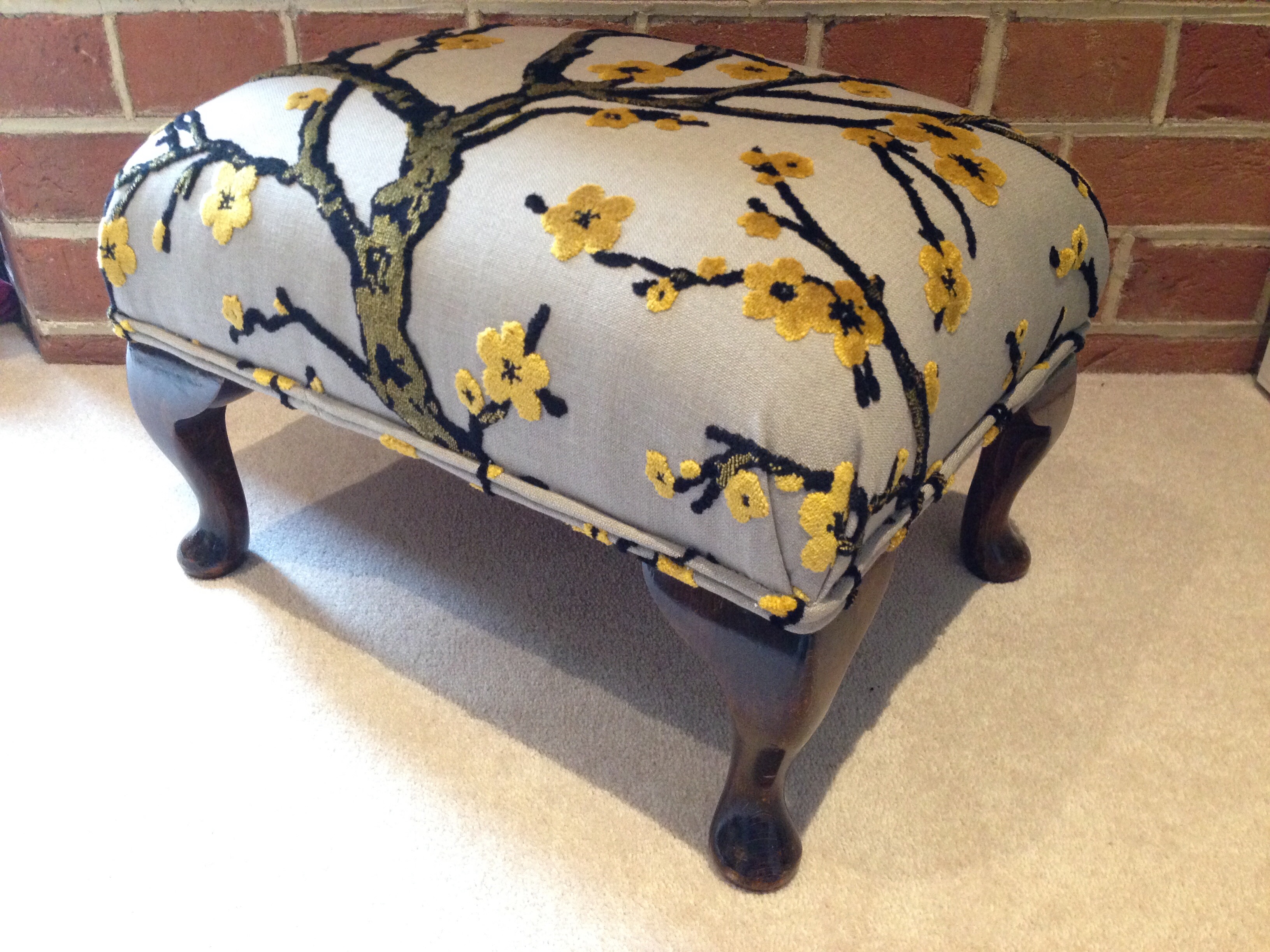 Footstool in Blossom Fabric
