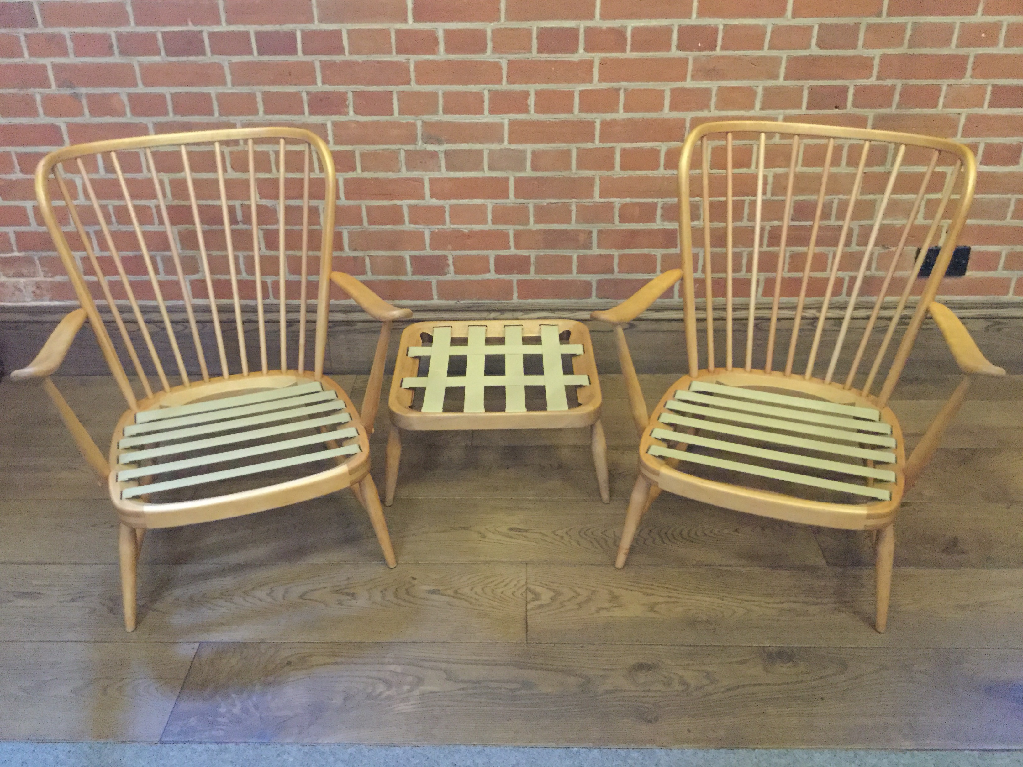 Pair of Ercol 477 Chairs with Footstool