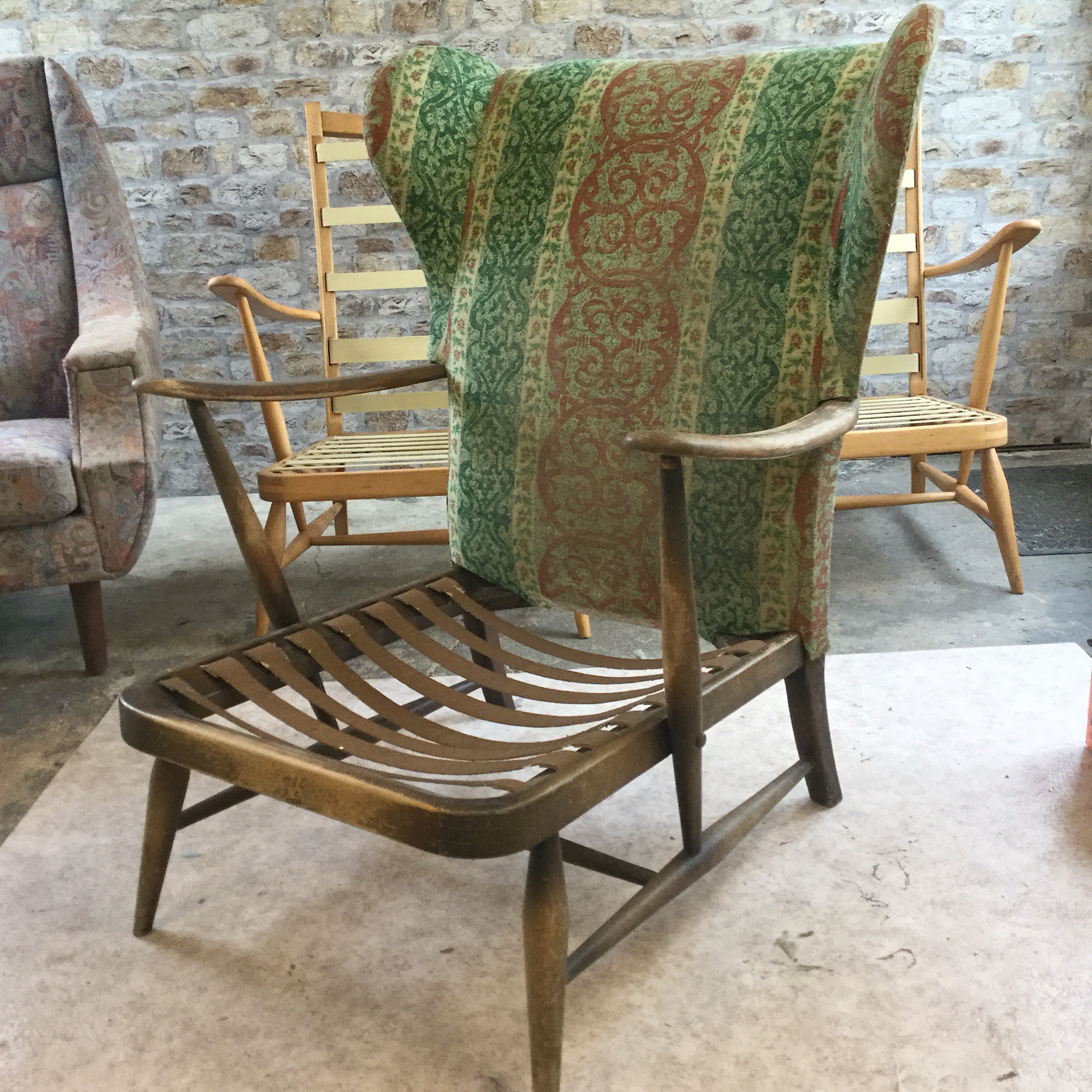 Vintage Ercol Wingback Chair Before Refurb