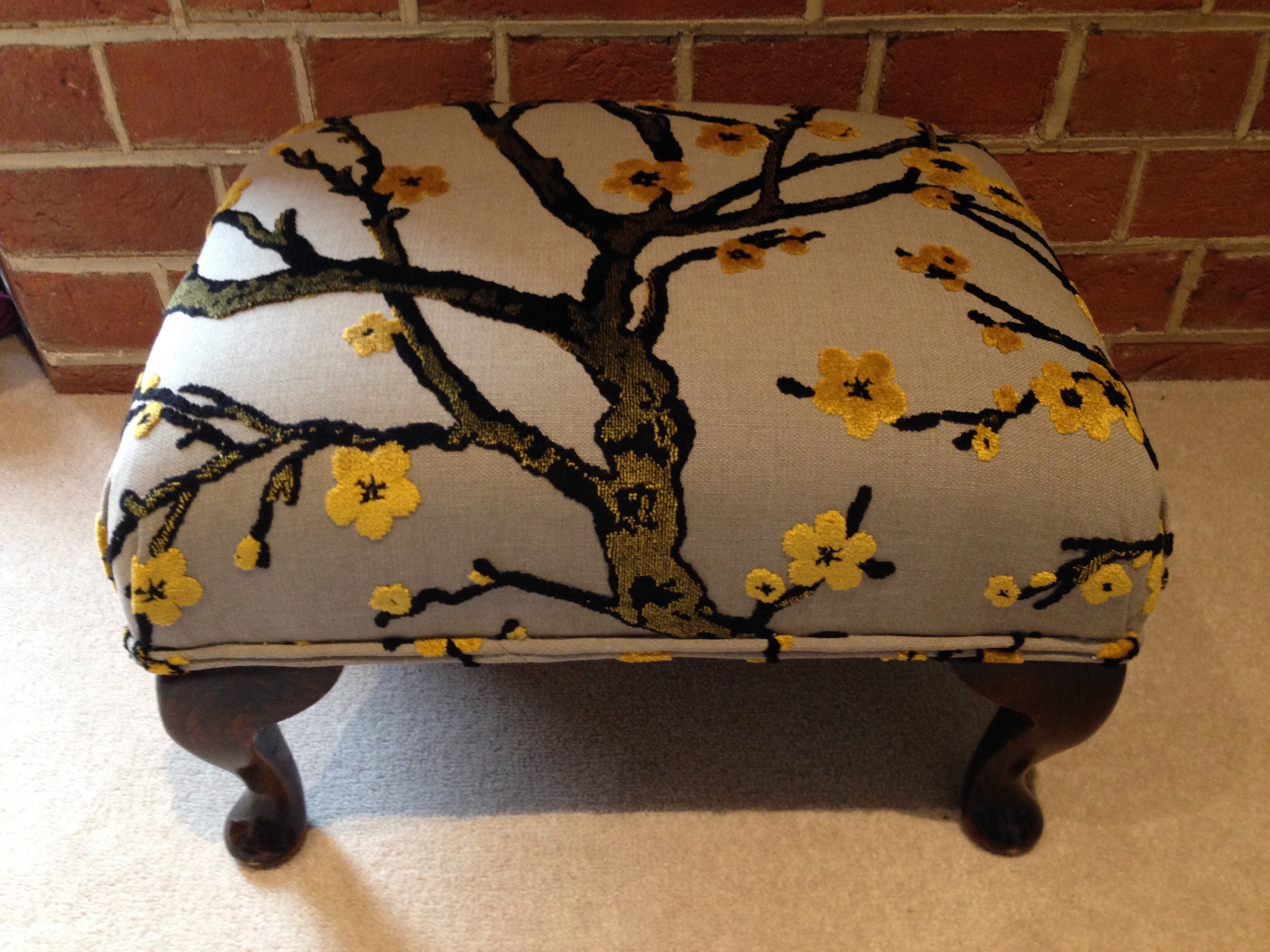 Footstool in Blossom Fabric