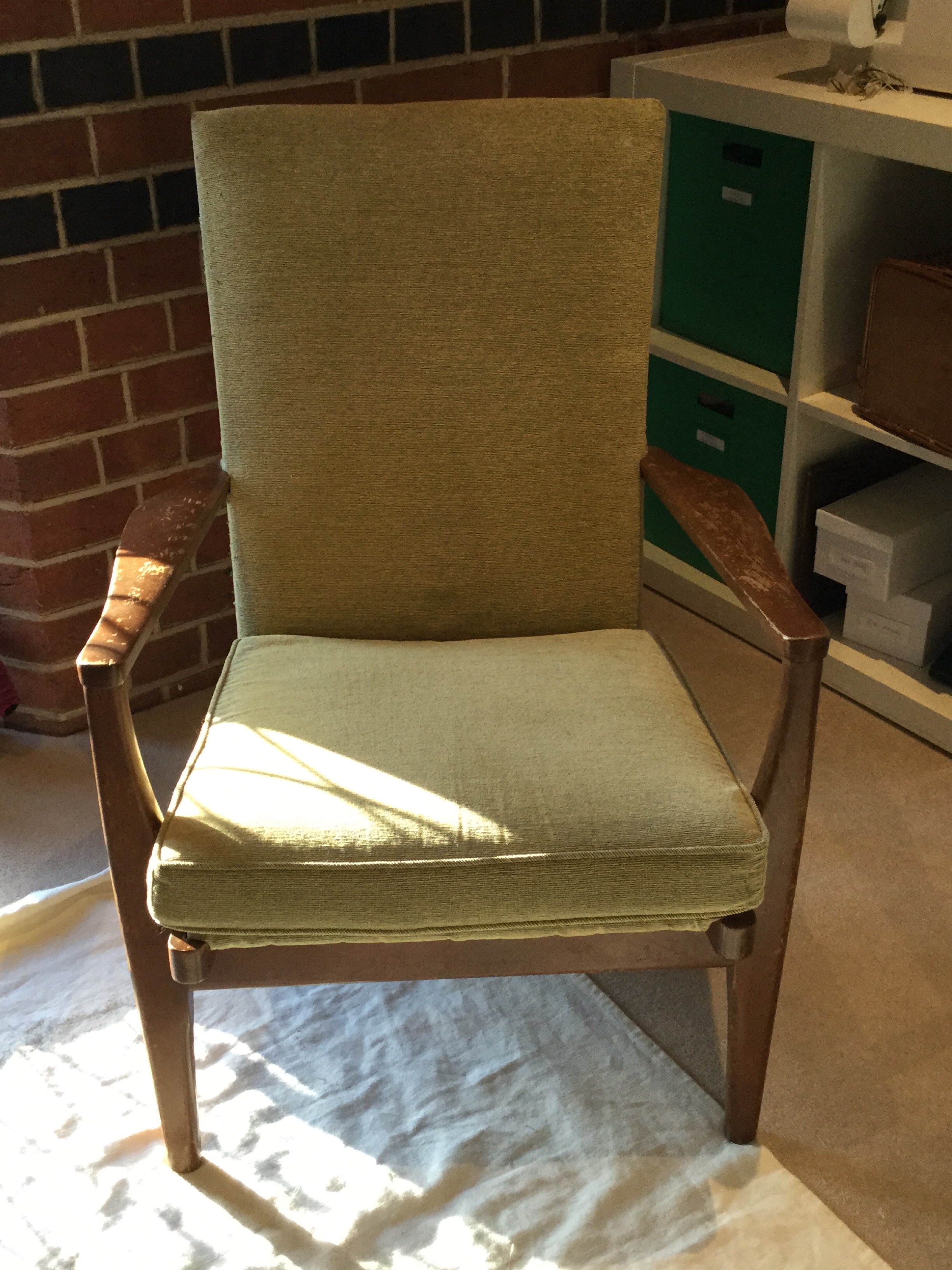Parker Knoll Chair in Zest Green before refurb