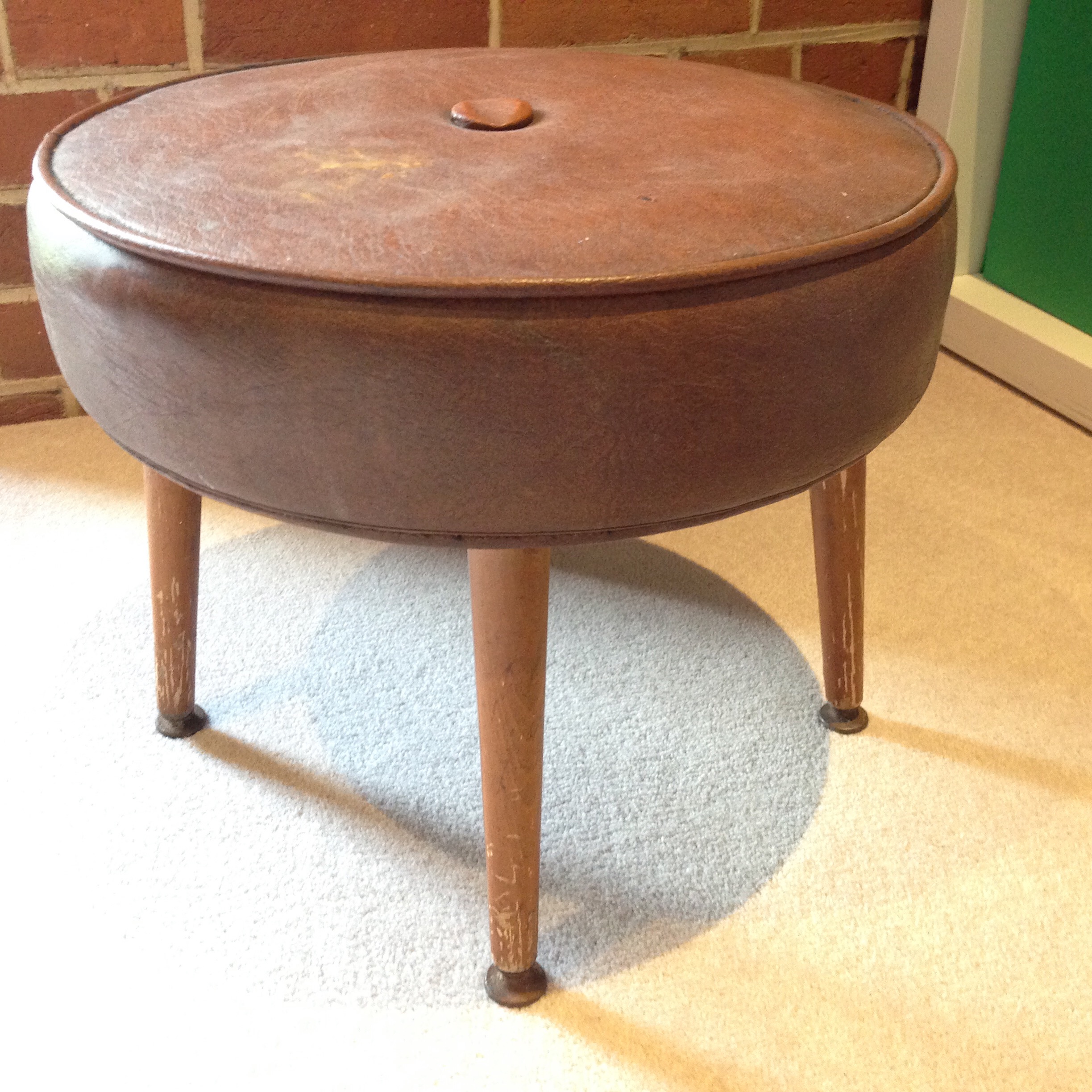 Vintage Sherborne Footstool Before Refurb
