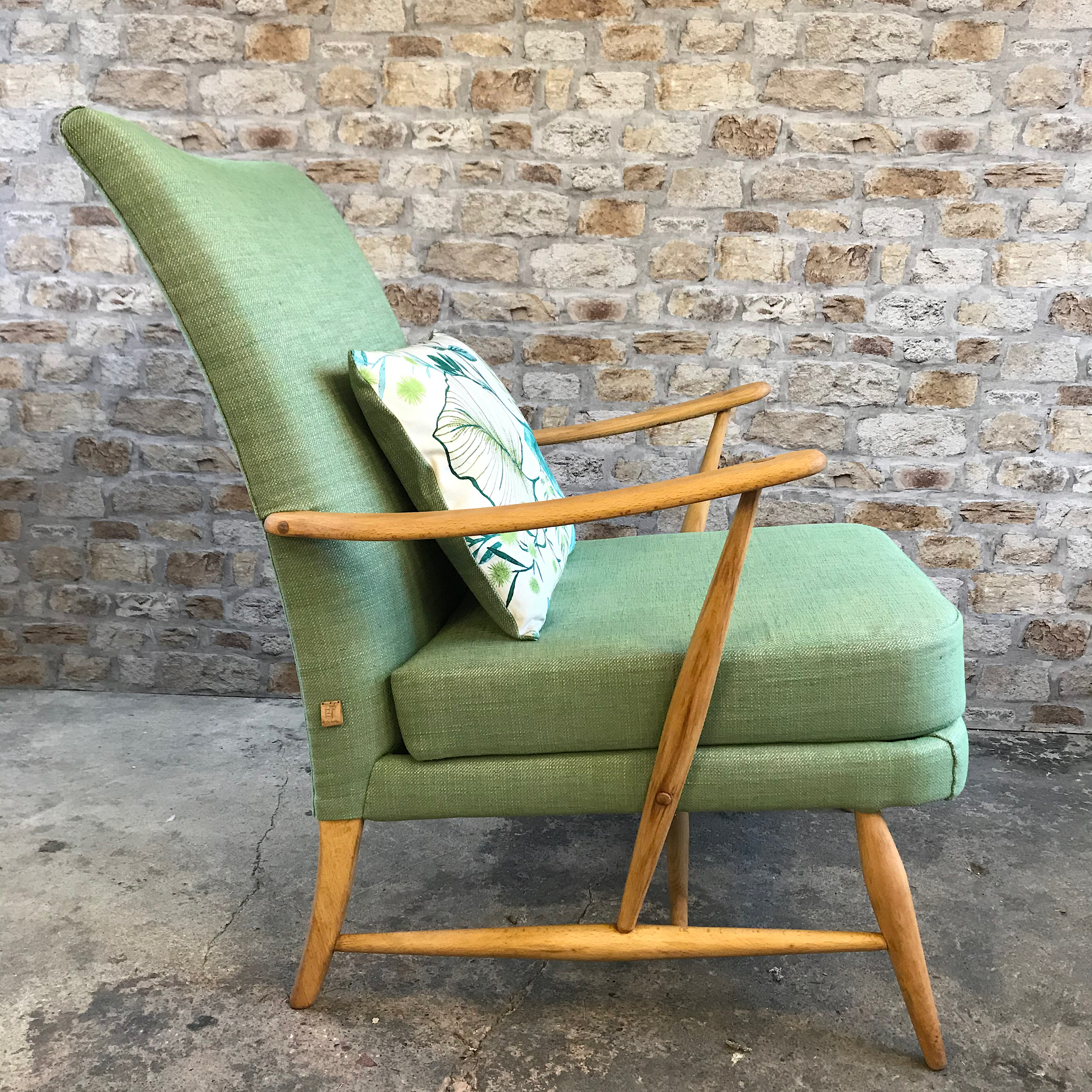 Ercol Mid Century Chair in Green Twill