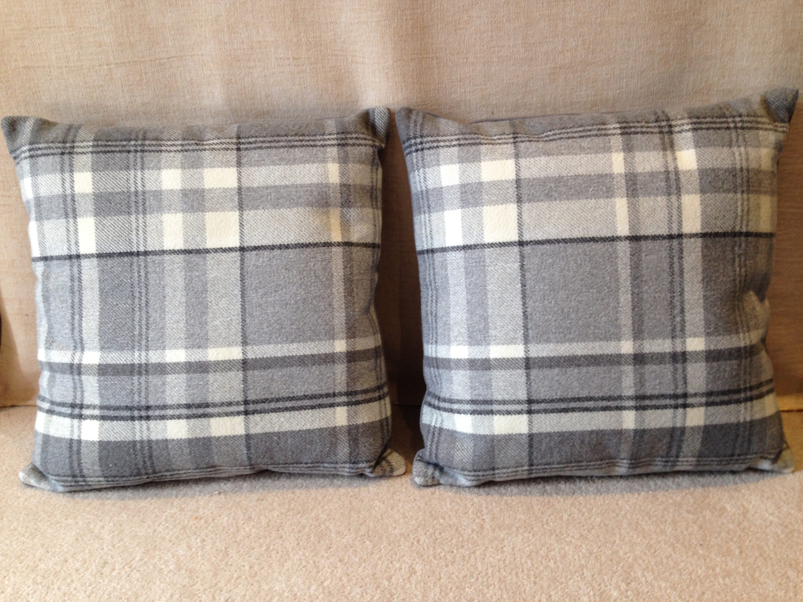 Grey Checked Cushion Covers