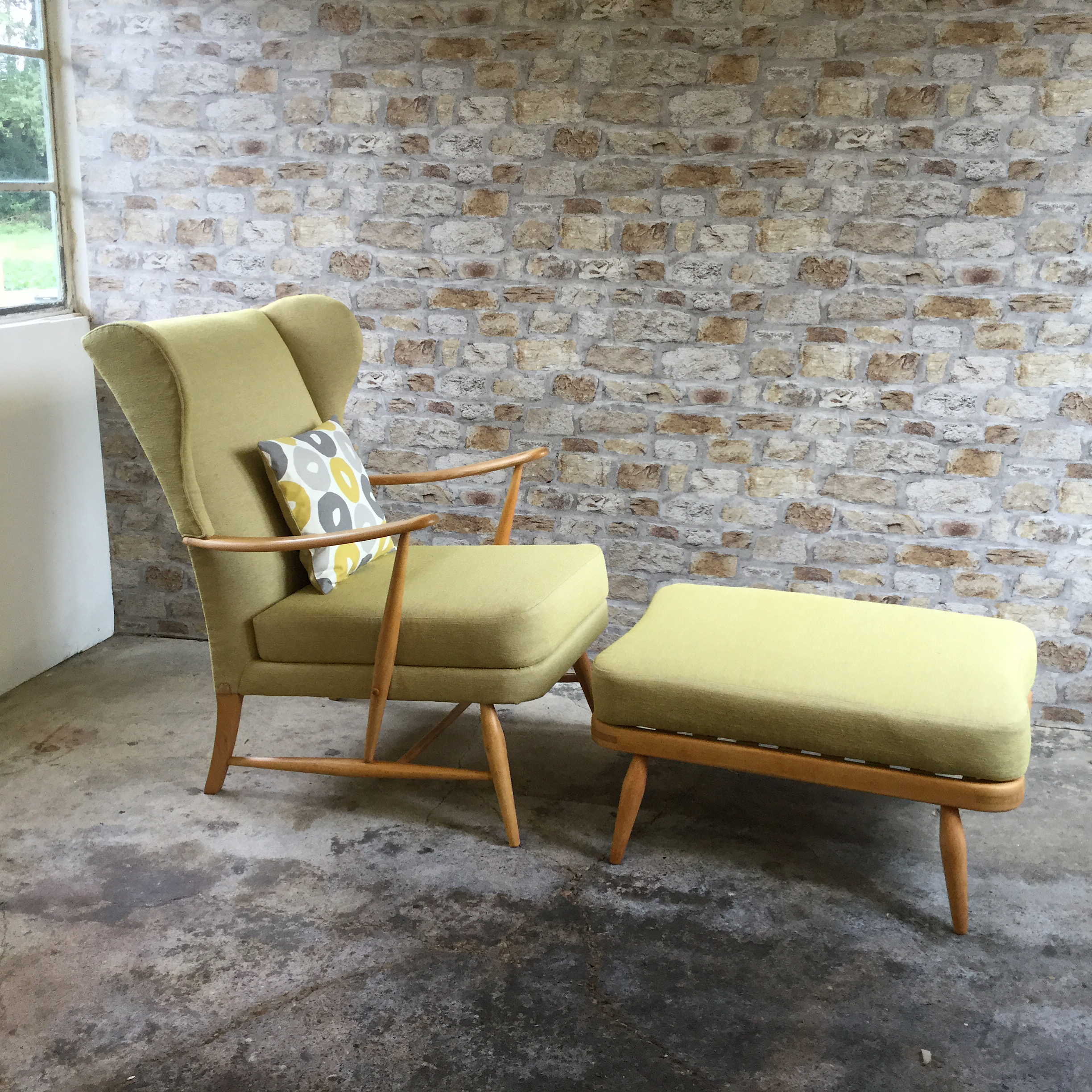 Ercol Wingback Chair and Footstool