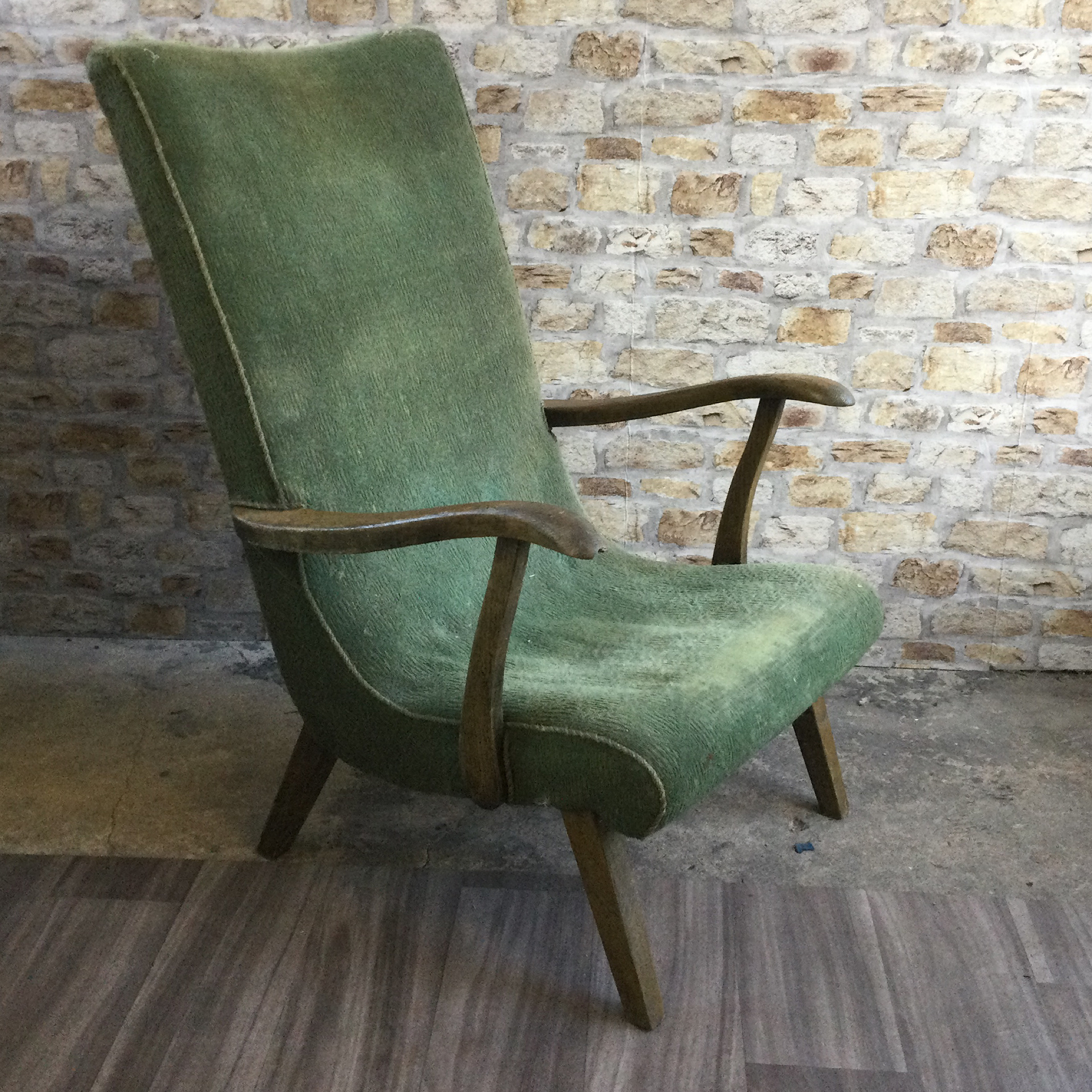 Mid Century Oak Danish Chair Before Refurb