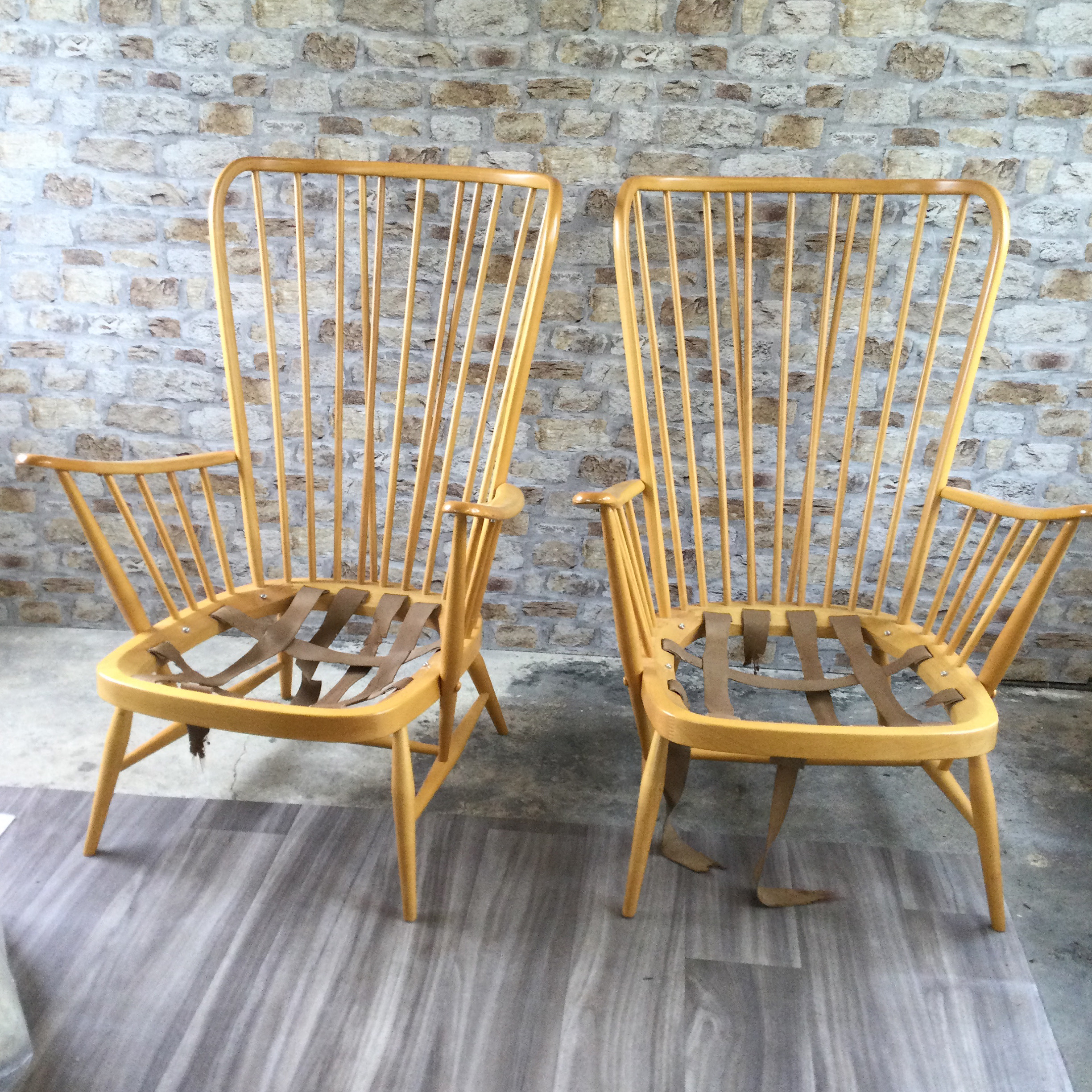 Ercol Evergreen Chairs before refurb