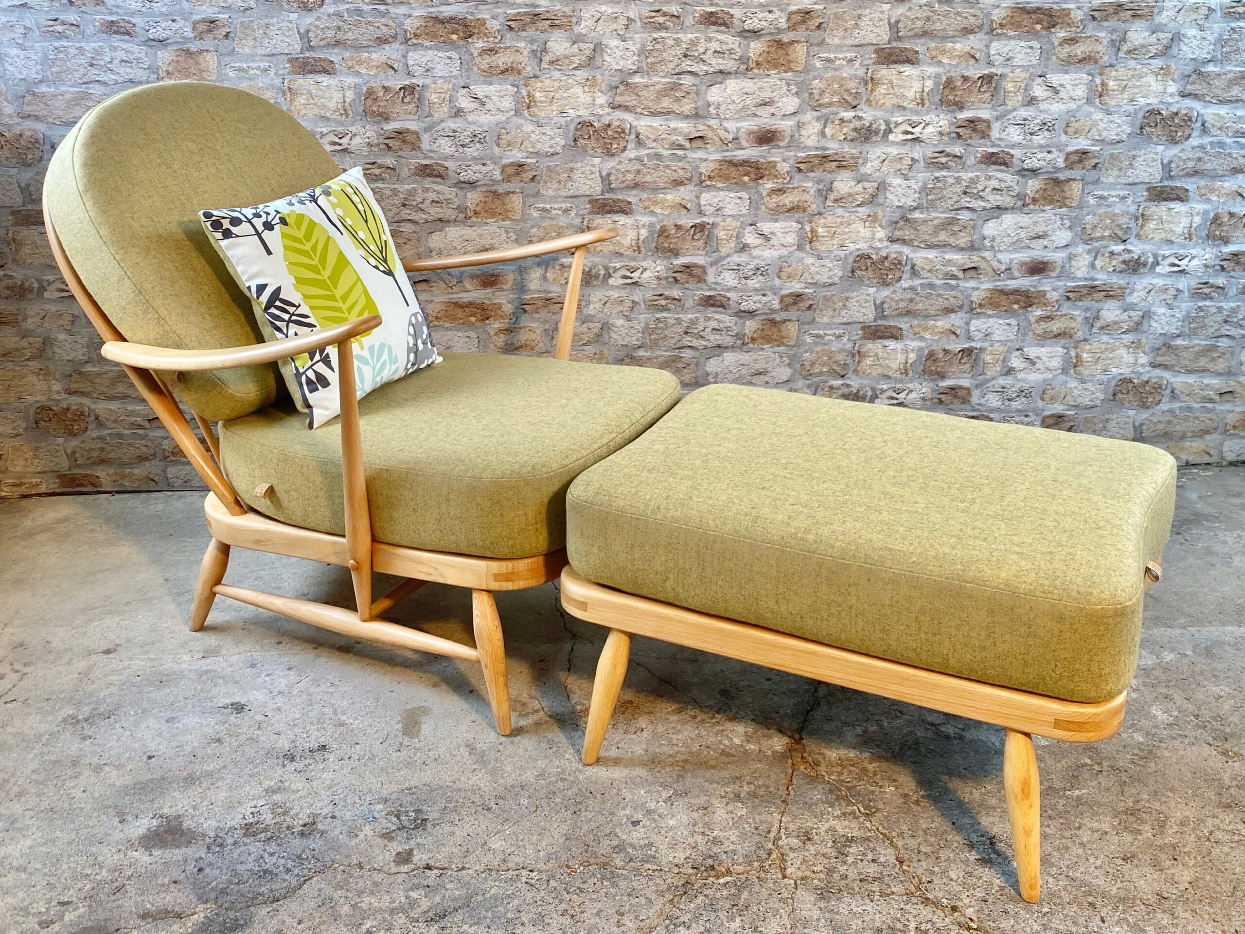 Mid Century Ercol 203 Chair and Footstool