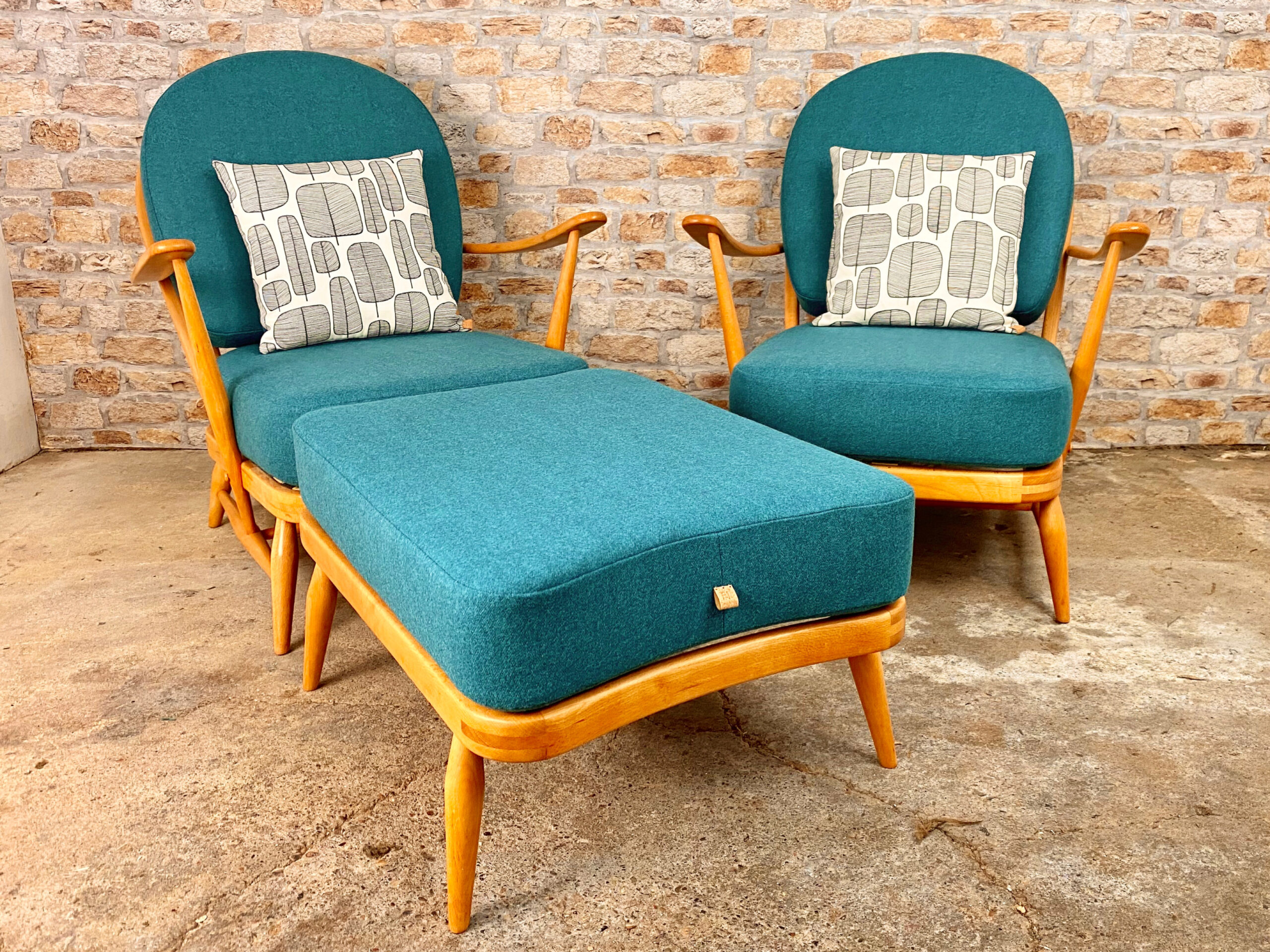 Ercol 203 Chairs and Footstool