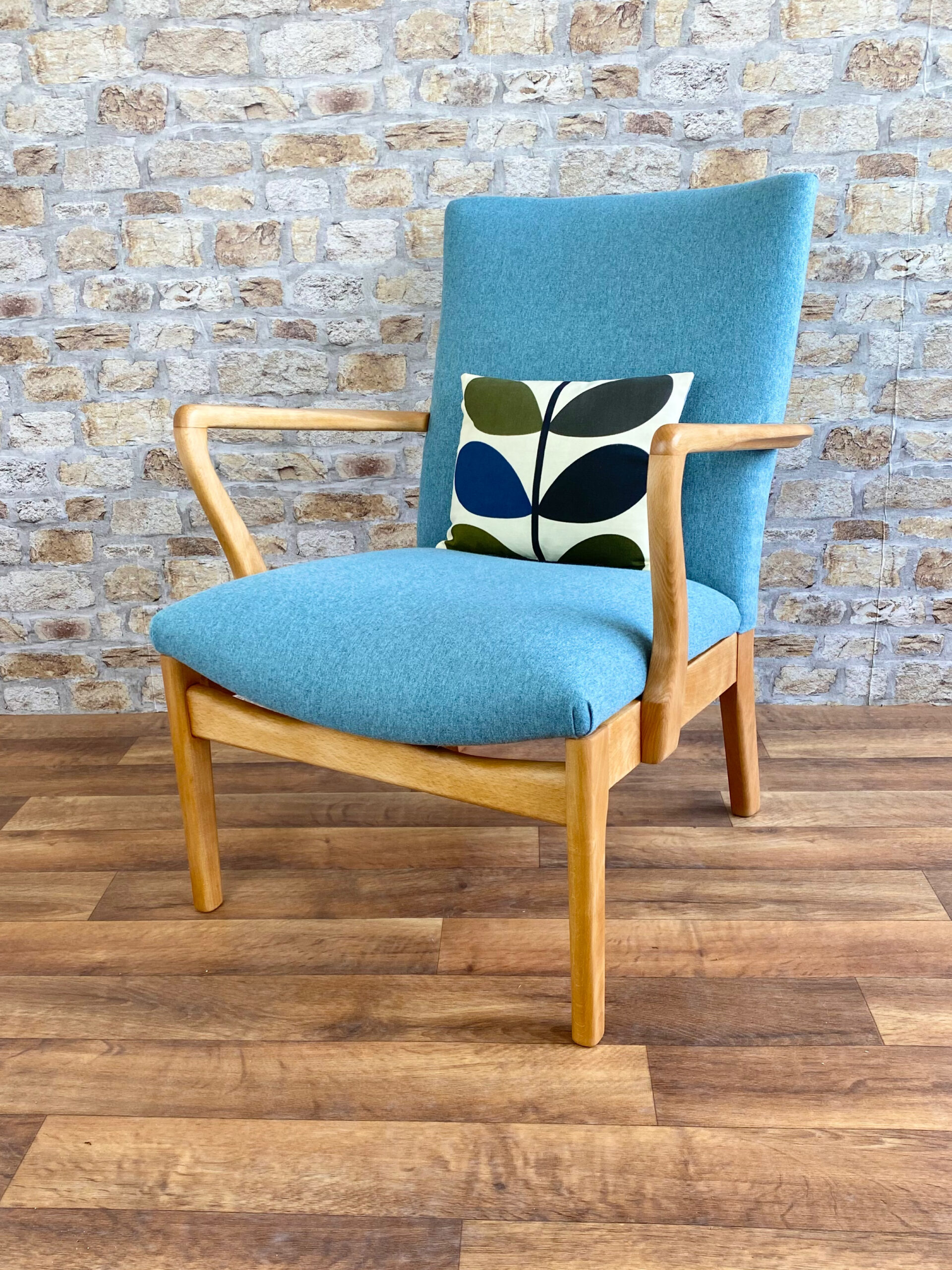 Mid Century Parker Knoll 754 Chair in Light Blue