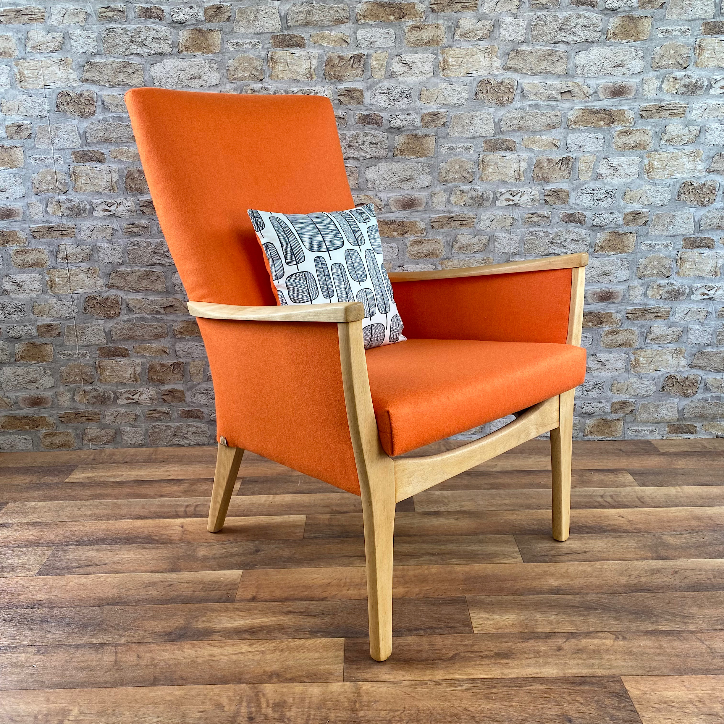 Mid Century Parker Knoll 964 Chair in Orange Wool