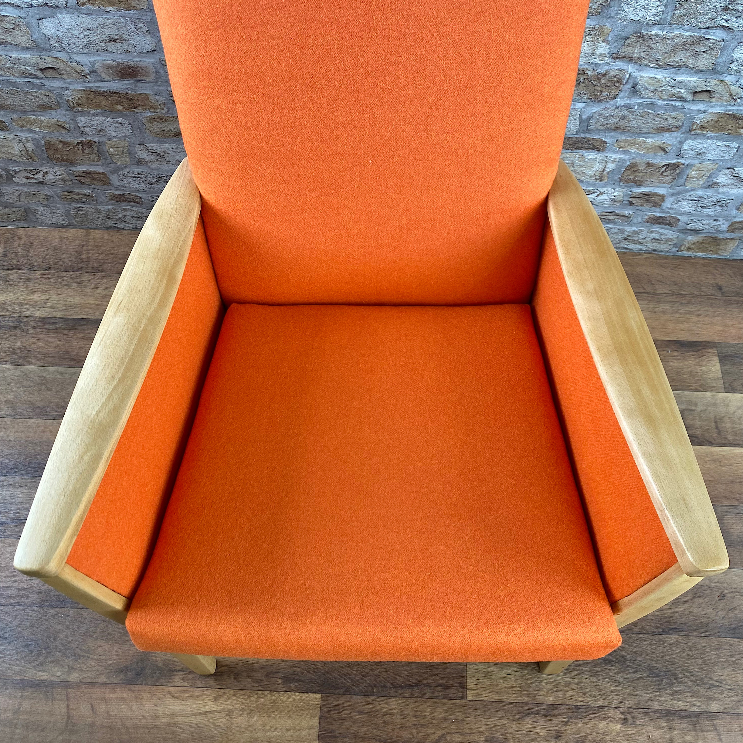 Mid Century Parker Knoll 964 Chair in Orange Wool