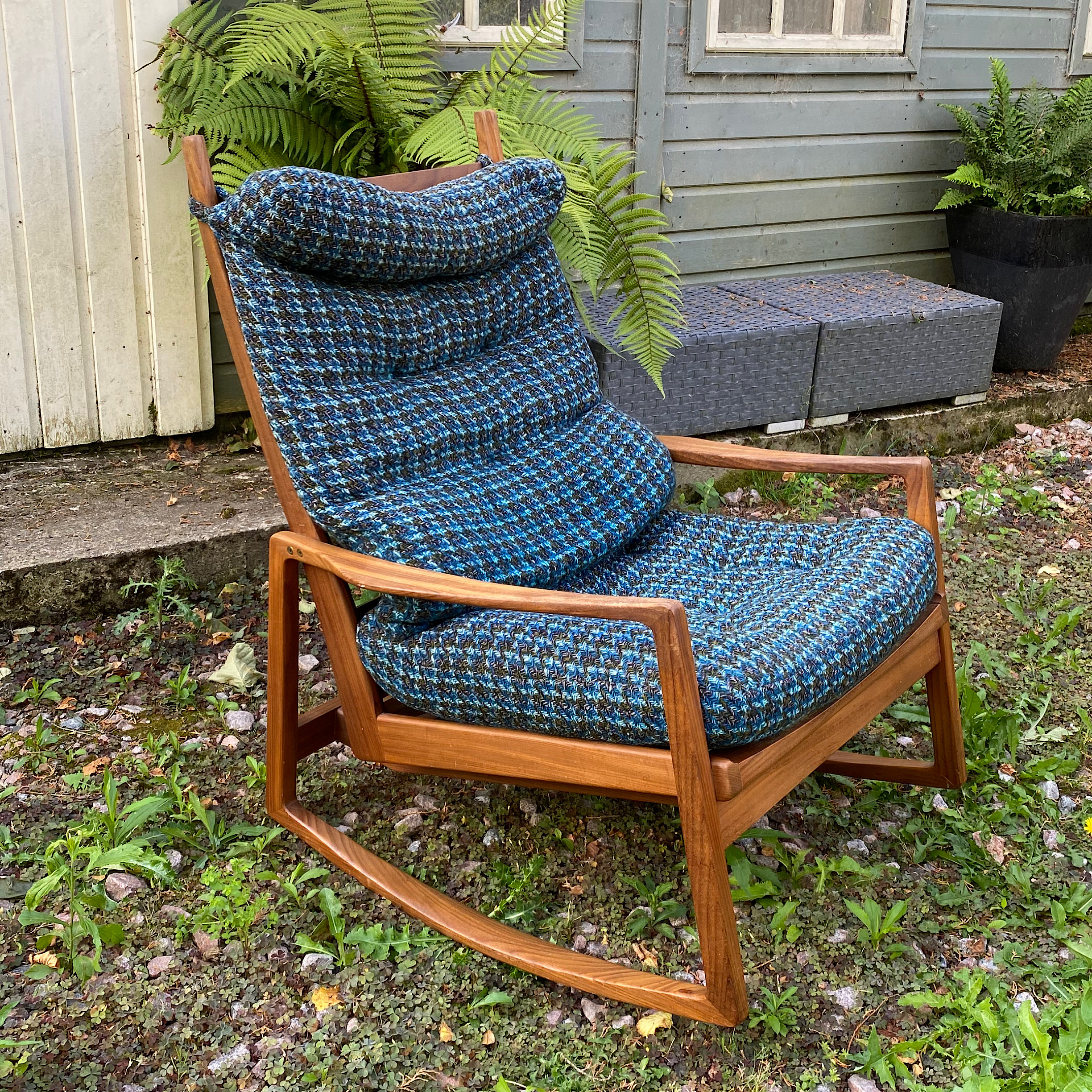 Mid Century Danish Rocking Chair Before Refurb