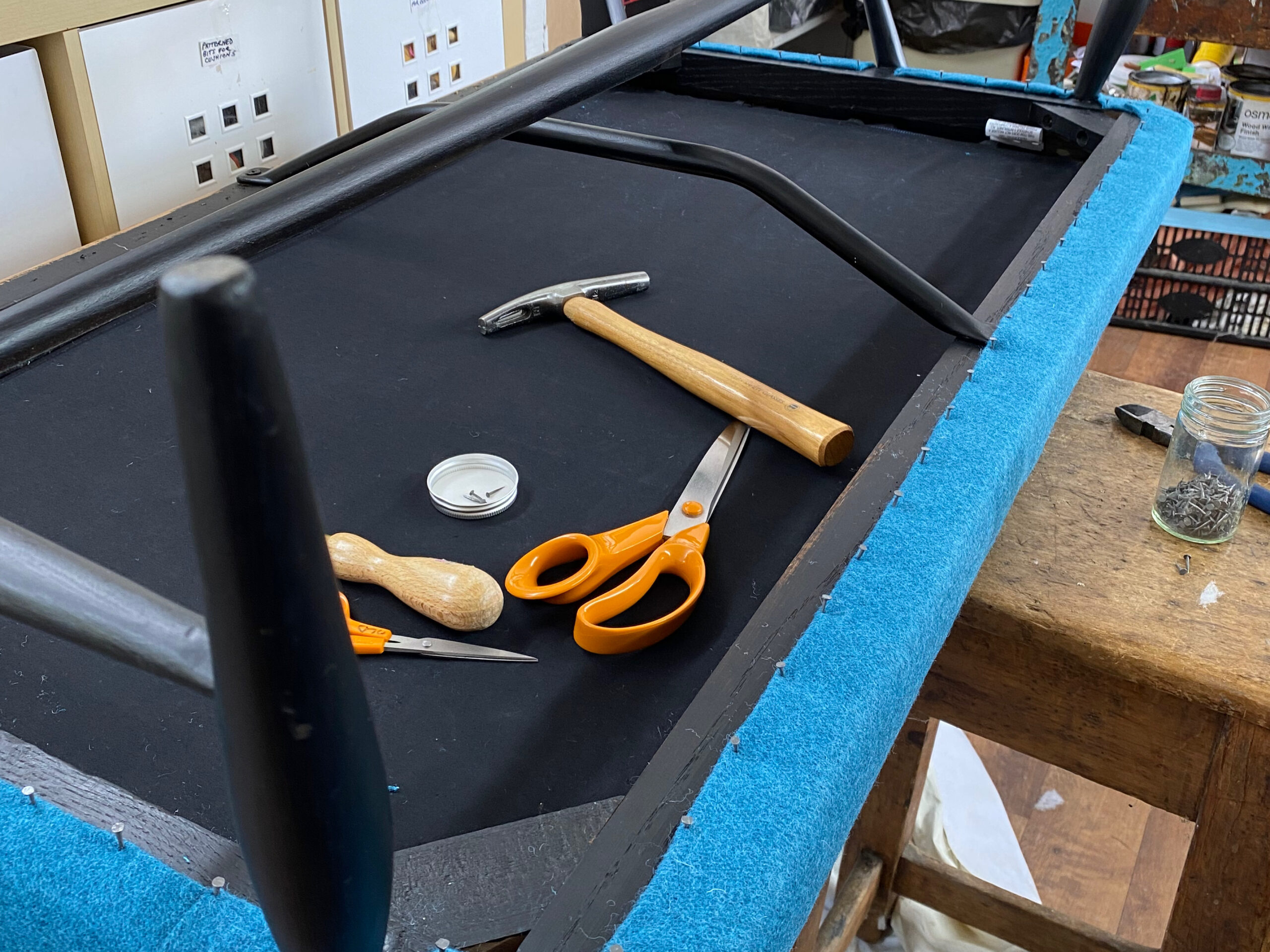 Ercol sofa – underside detail Ercol sofa - underside detail