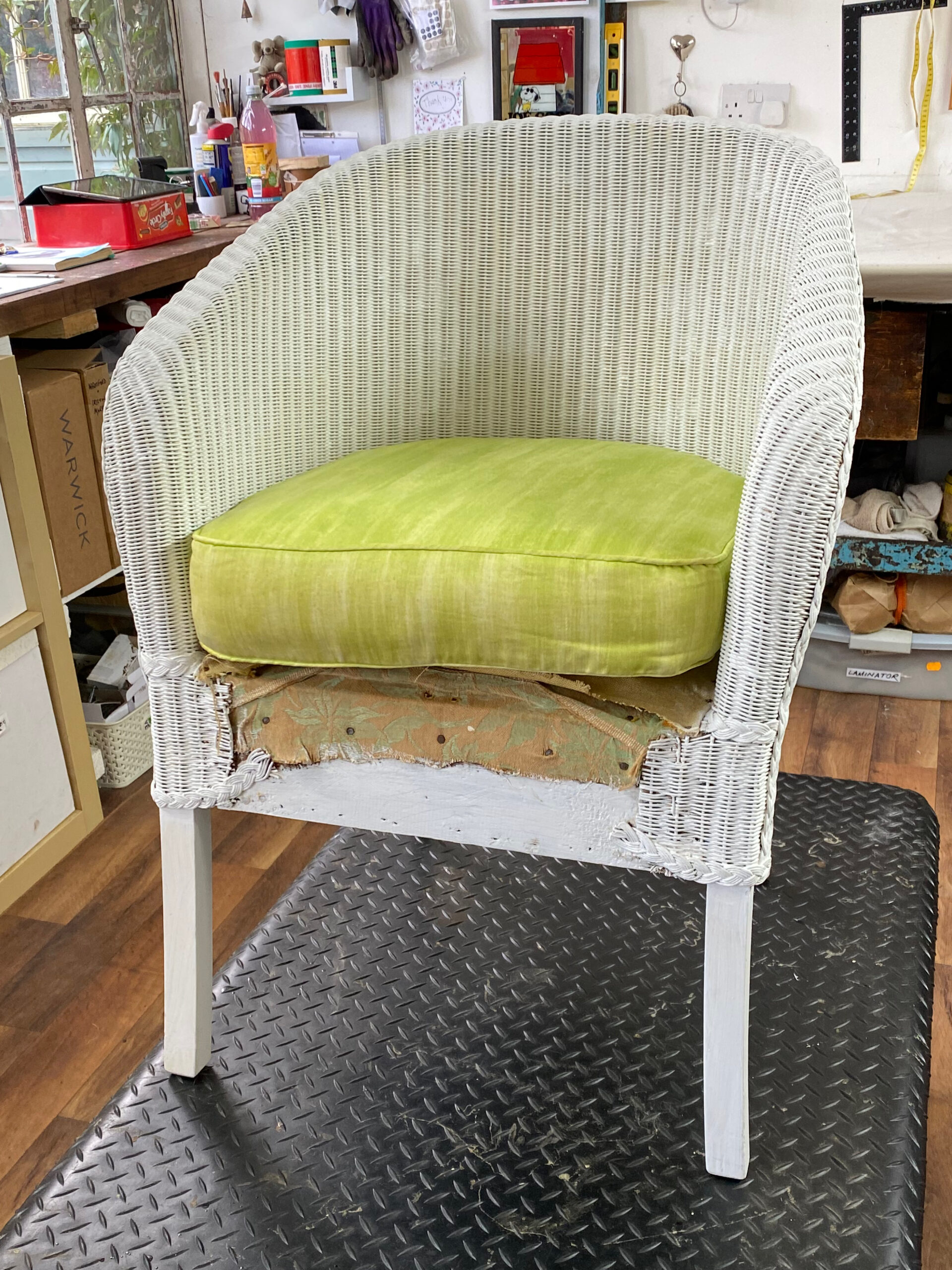 Vintage Lloyd Loom Chair before refurb Vintage Lloyd Loom Chair before refurb