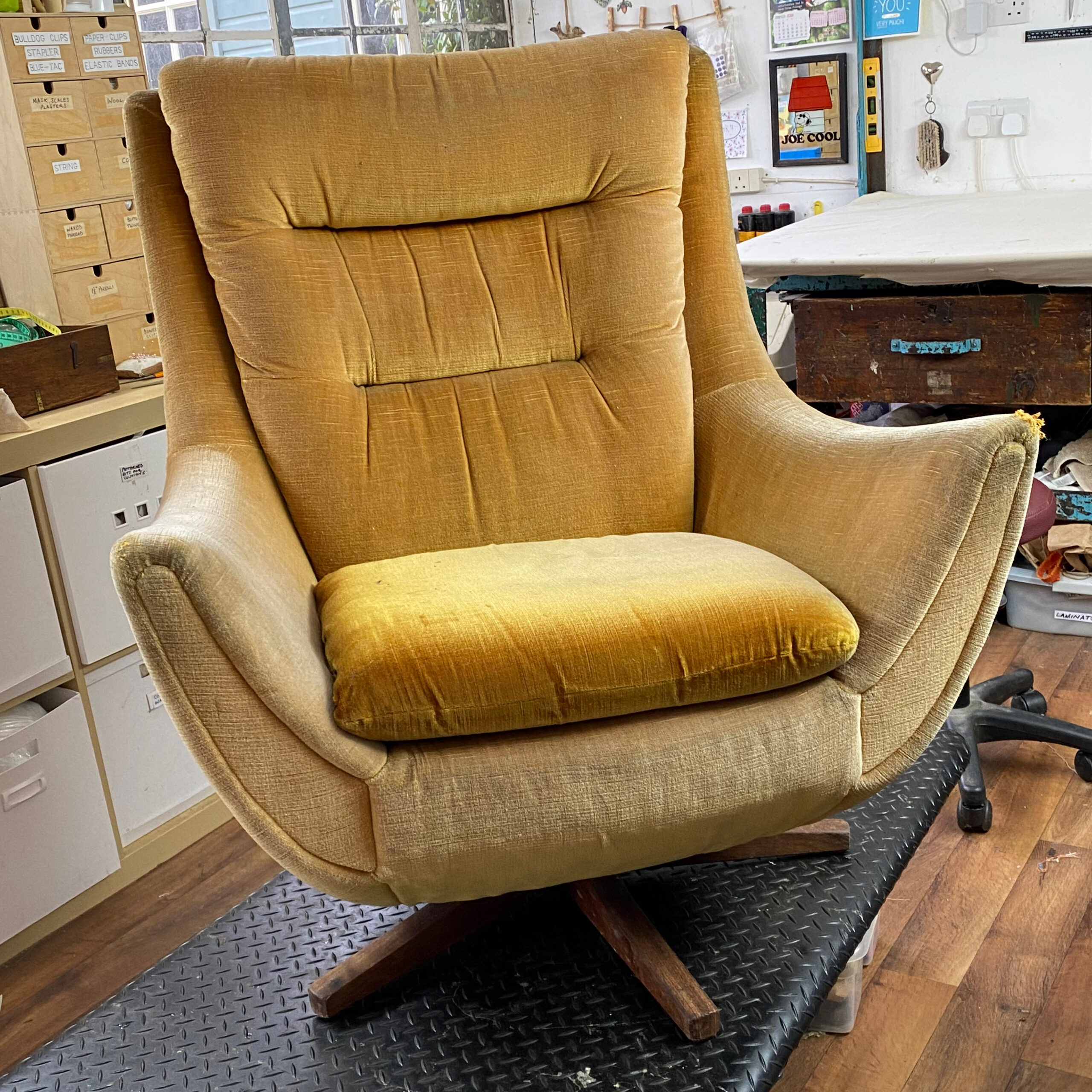 Parker Knoll 110/1 Chair. Before refurb
